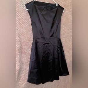 French Connection black satin like short sleeve black elegant mini dress flare